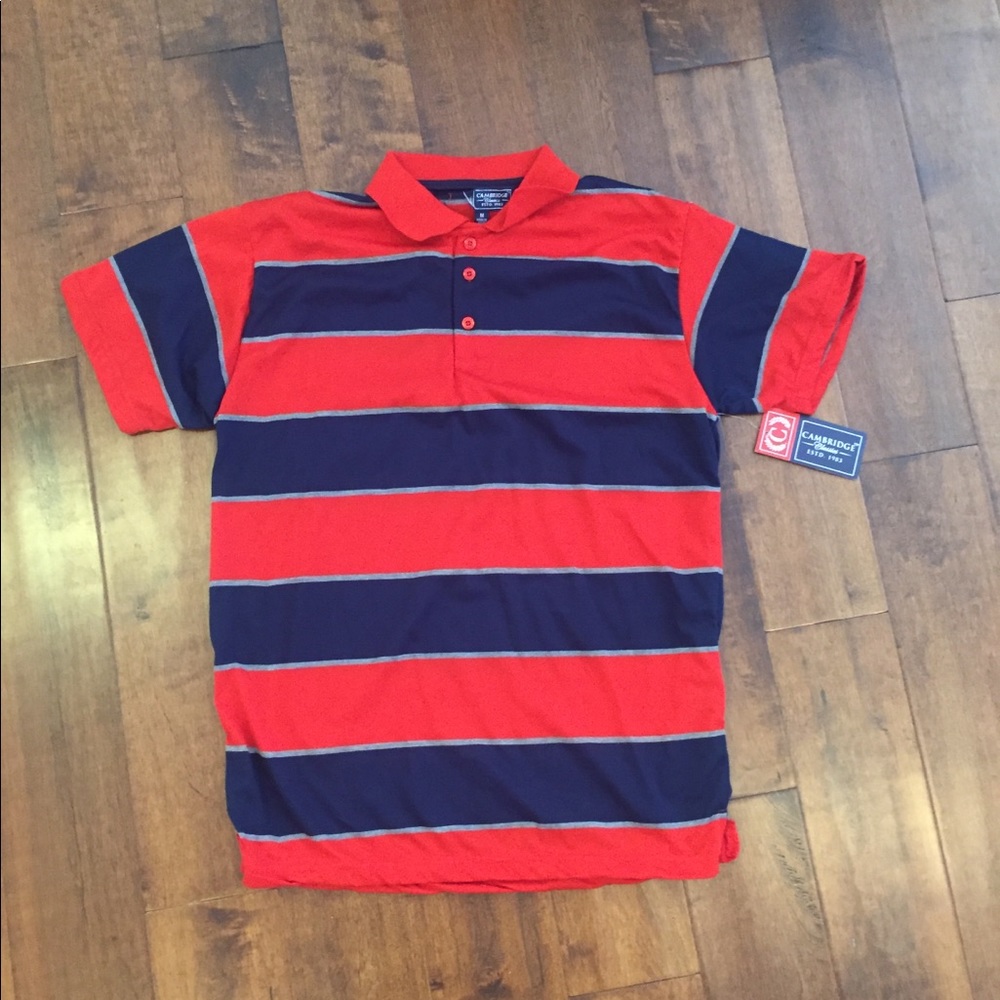 Cambridge Classics red striped polo shirt M medium
